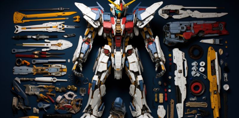 Gunpla avec ses accessoires